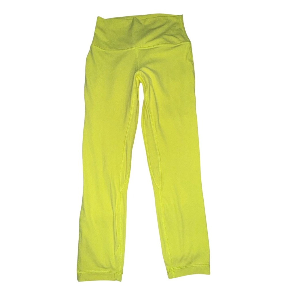 Lululemon Align High Rise Crop Size 6 Electric Lemon Yellow Leggings Yoga Gym‎